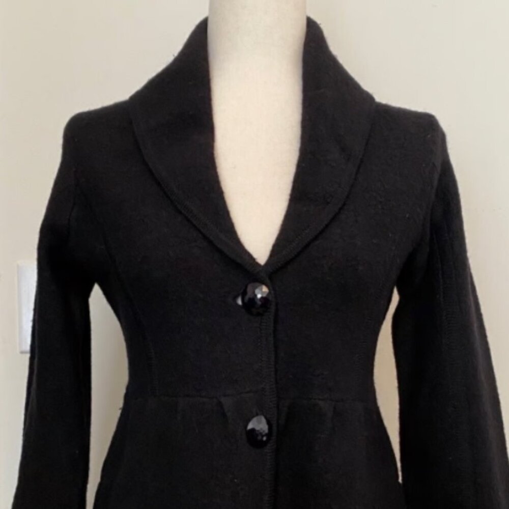 INC 100% Wool Pea Black Coat - Size Petite Small